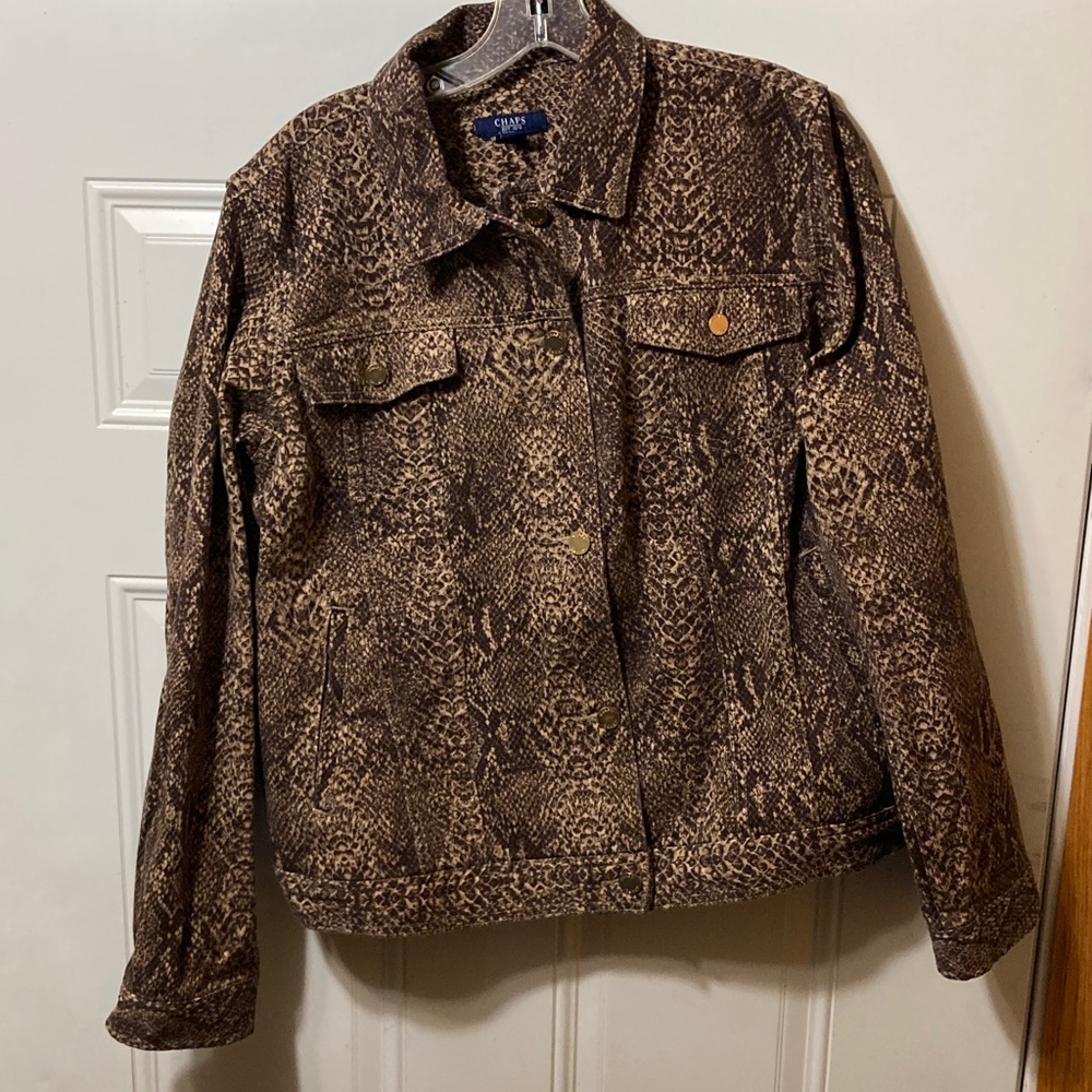 Chaps Tan Snake Print Jean Jacket XL